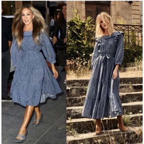 Doen Dresses & Skirts - DOEN Sz XS Blue Gables Dress Floral Midi California Wildflower